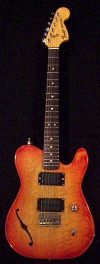 Rob Carty's Sunburst hollowbody with a Mustang neck